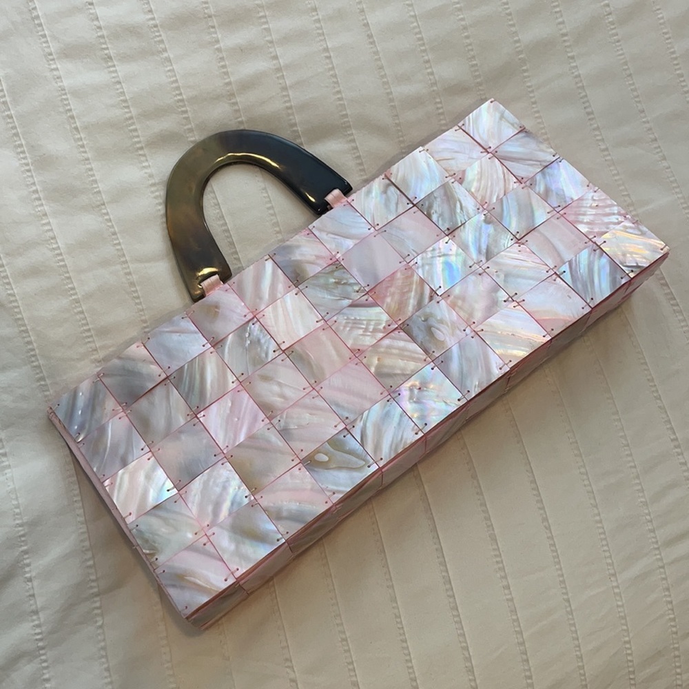 Shiraleah Mother of Pearl shell mini wrist purse